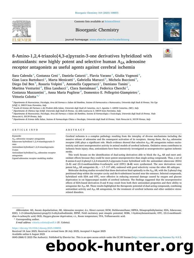 8-Amino-1,2,4-triazolo[4,3- a ]pyrazin-3-one derivatives hybridized with antioxidants: new highly potent and selective human A2A adenosine receptor antagonists as useful agents aga by unknow