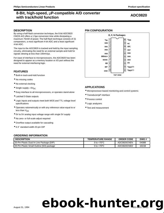 8-Bit, high-speed, microP-compatible AD converter with trackhold function by Philips Semiconductors