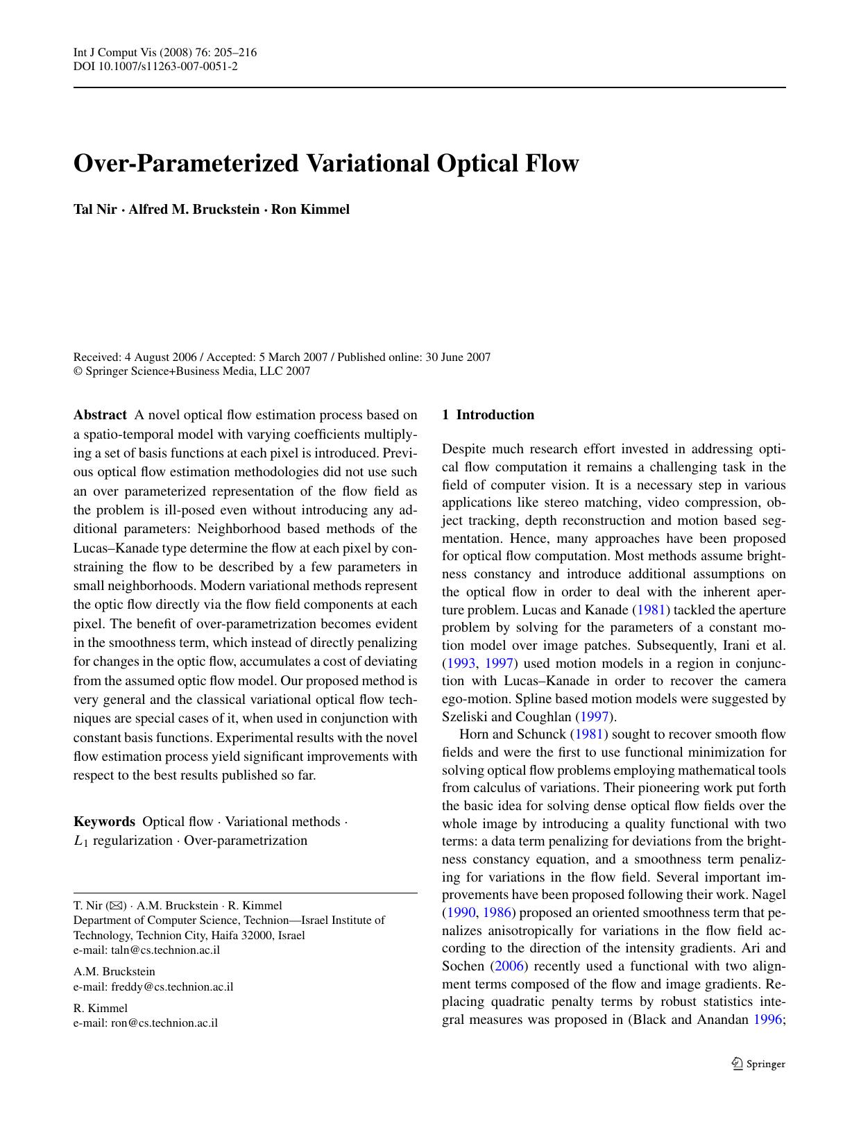8-Over-Parameterized Variational Optical Flow by Unknown