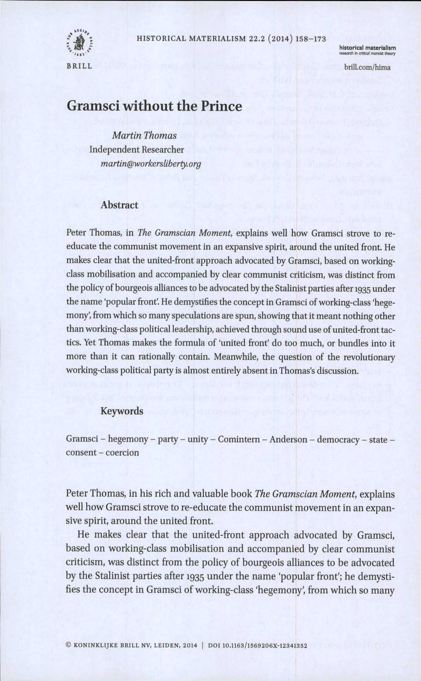 8. Martin Thomas by Gramsci without the Prince