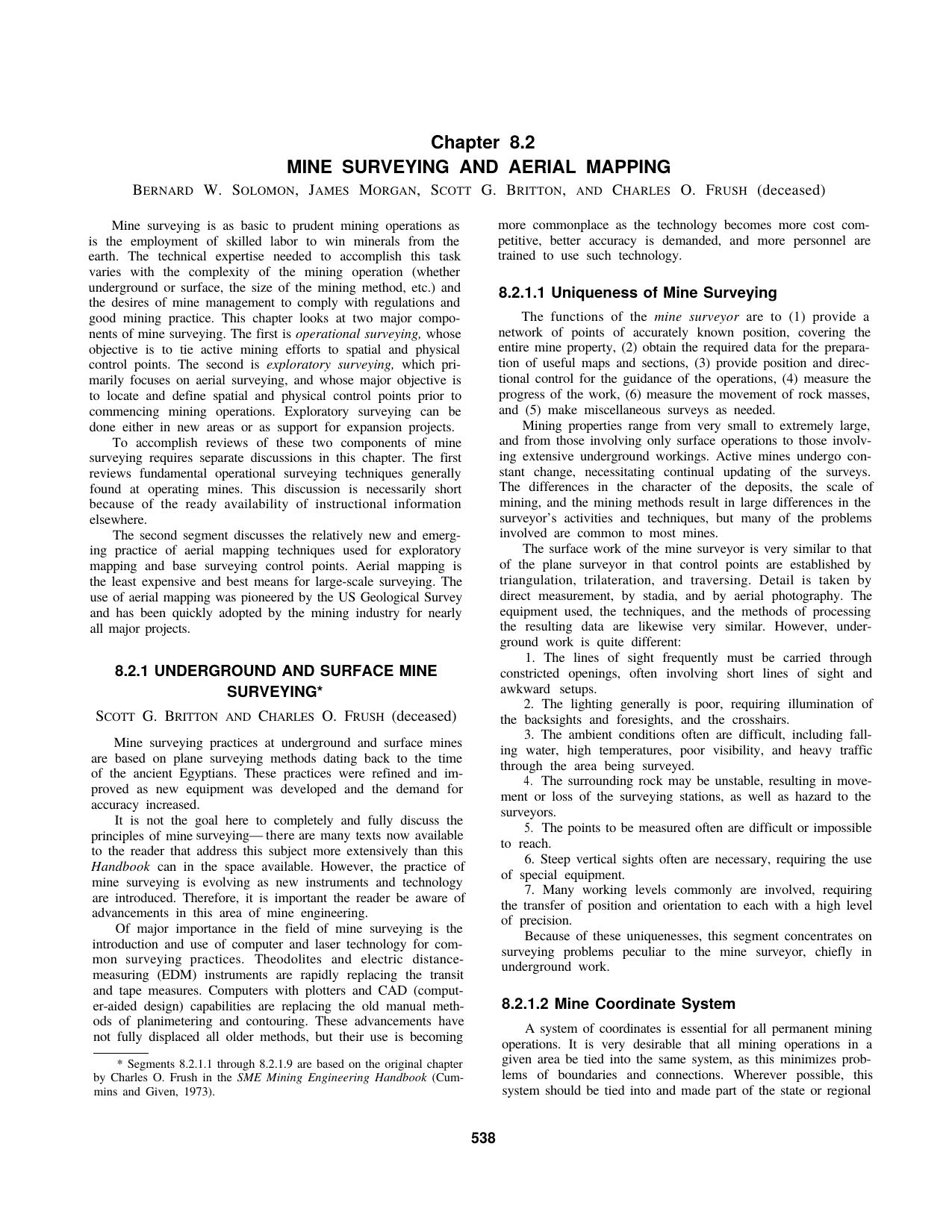 8.2 Mine Surveying and Aerial Mapping by Society for Mining Metallurgy & Exploration Inc