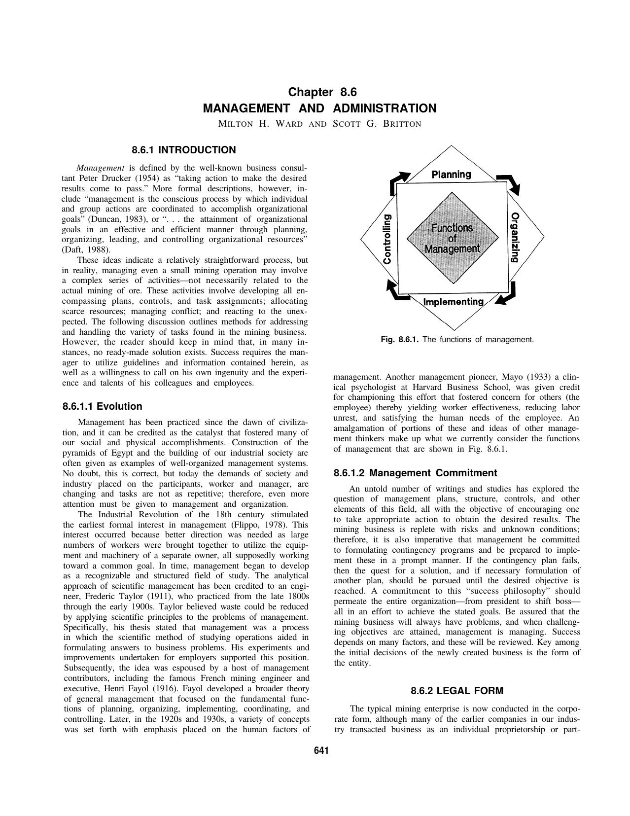 8.6 Management and Administration by Society for Mining Metallurgy & Exploration Inc