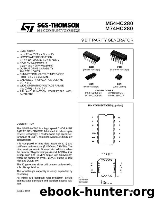 9 BIT PARITY GENERATOR by SGS-THOMSON Microelectronics