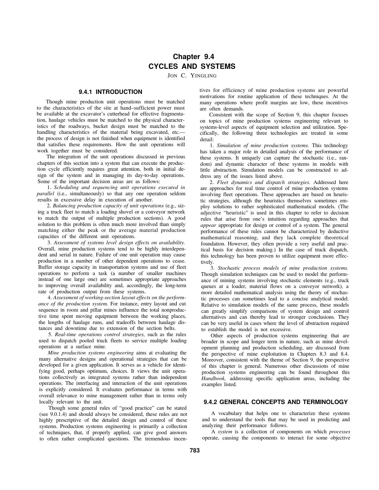 9.4 Cycles and Systems by Society for Mining Metallurgy & Exploration Inc