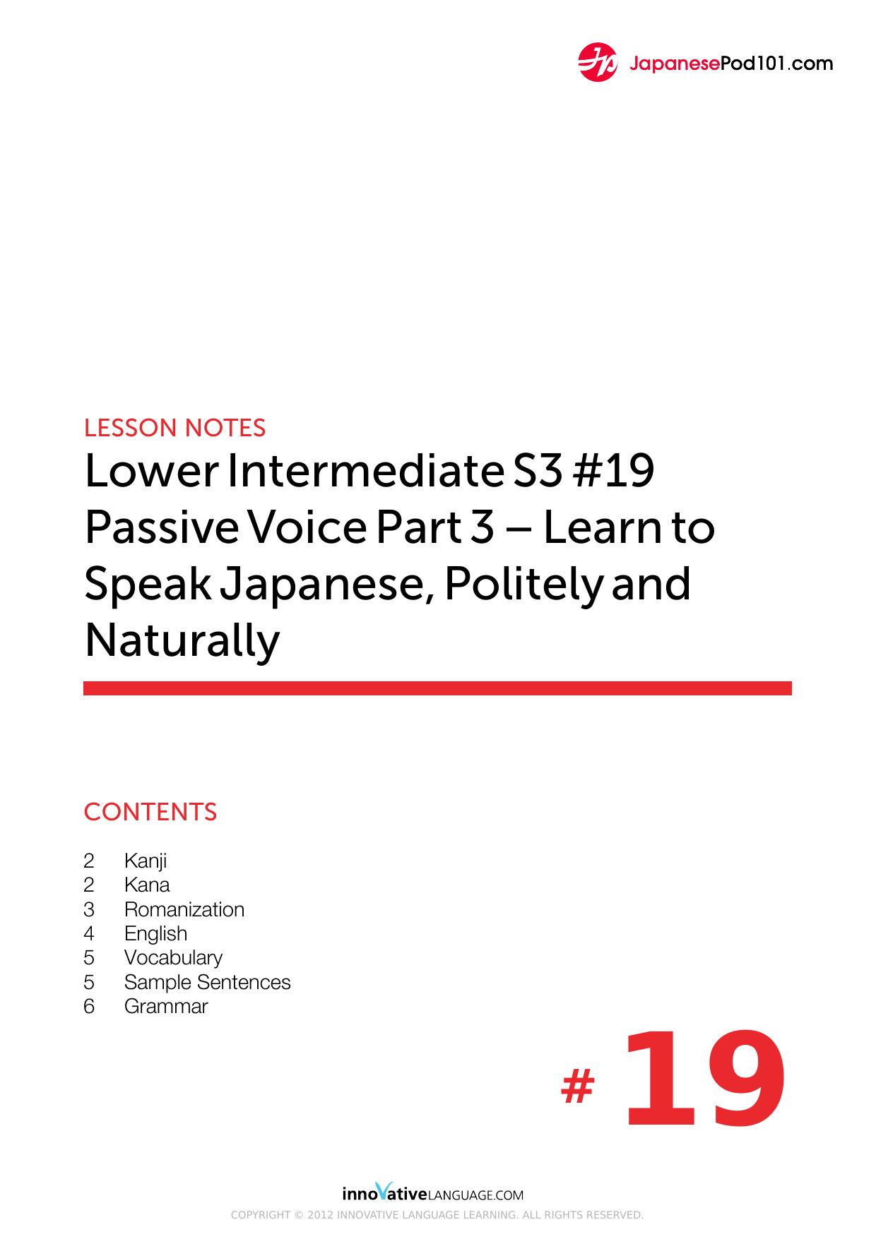 94. Passive Voice Part 3 – Learn to Speak Japanese, Politely and Naturally by Lesson Notes