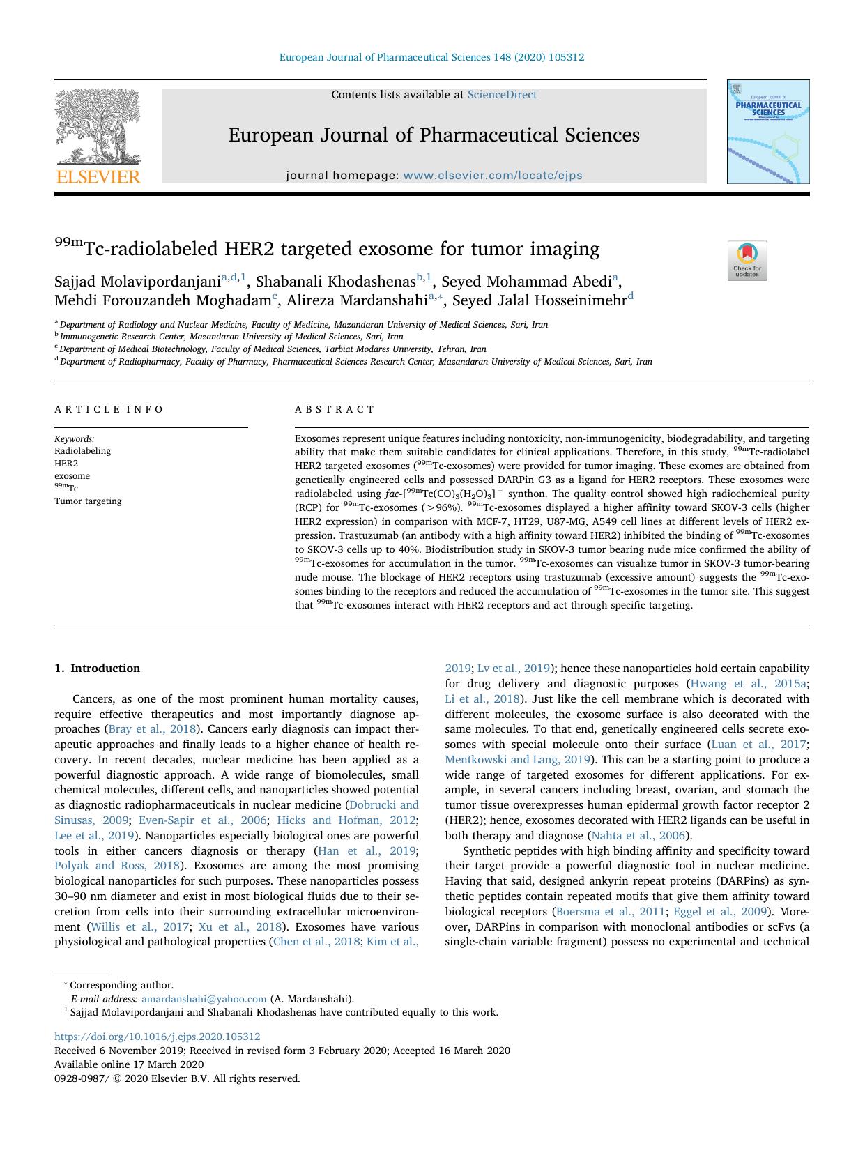 99mTc-radiolabeled HER2 targeted exosome for tumor imaging by unknow