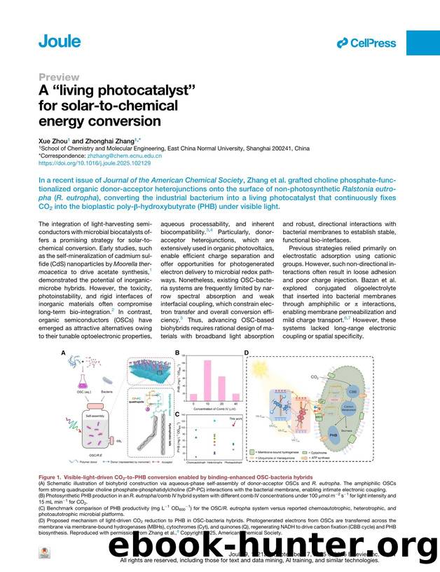 A “living photocatalyst” for solar-to-chemical energy conversion by Xue Zhou & Zhonghai Zhang