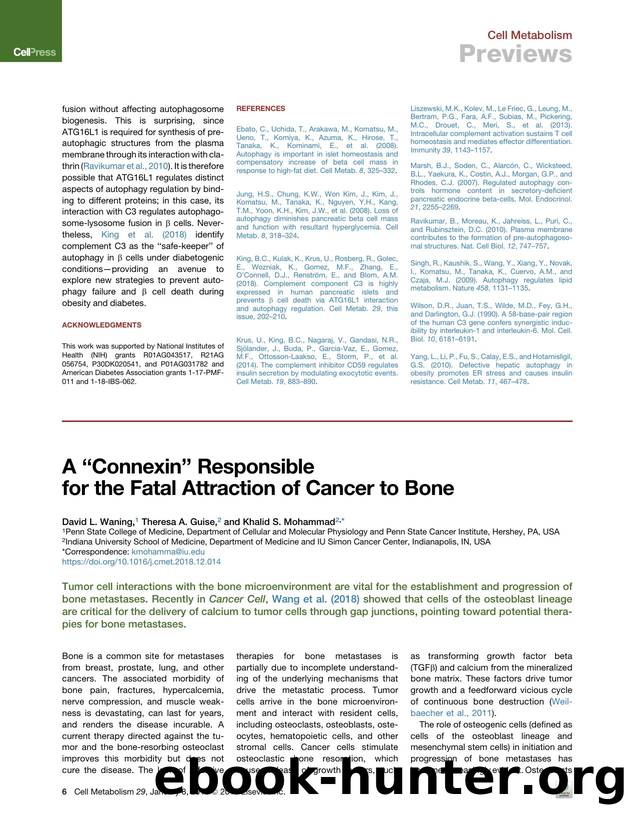 A ``Connexin'' Responsible for the Fatal Attraction of Cancer to Bone by David L. Waning & Theresa A. Guise & Khalid S. Mohammad