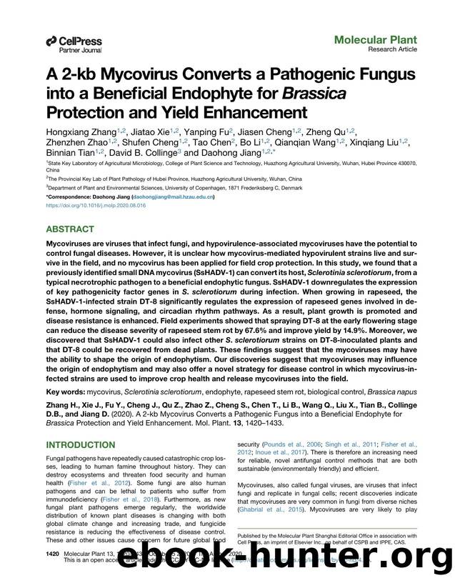 A 2-kb Mycovirus Converts a Pathogenic Fungus into a Beneficial Endophyte for Brassica Protection and Yield Enhancement by unknow
