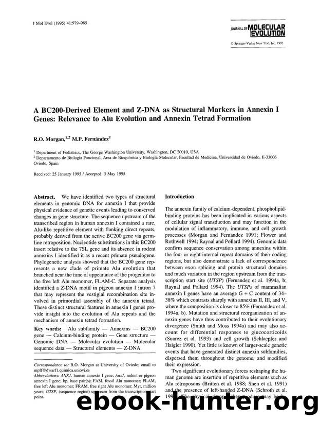 A BC200-derived element and Z-DNA as structural markers in annexin I genes: Relevance to Alu evolution and annexin tetrad formation by Unknown