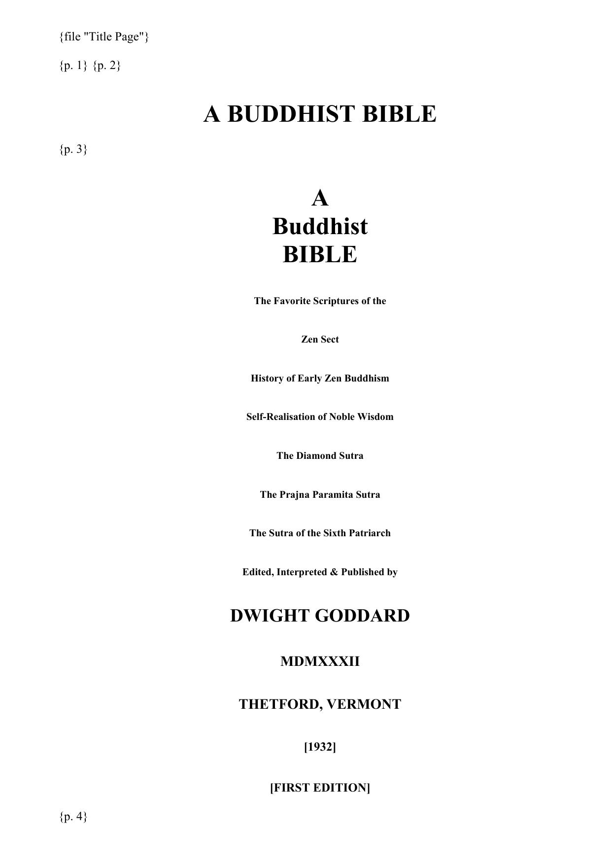 A BUDDHIST BIBLE by Unknown