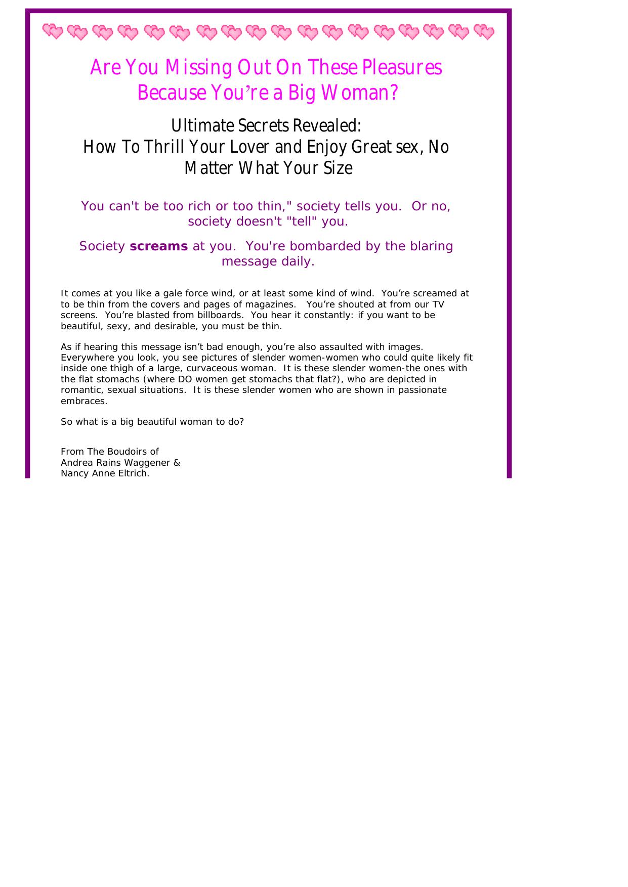 A Big Beautiful Woman Guide To Great Sex. by Best of Kuszter's Collection