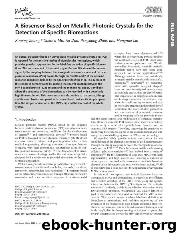 A Biosensor Based on Metallic Photonic Crystals for the Detection of Specific Bioreactions by wcu