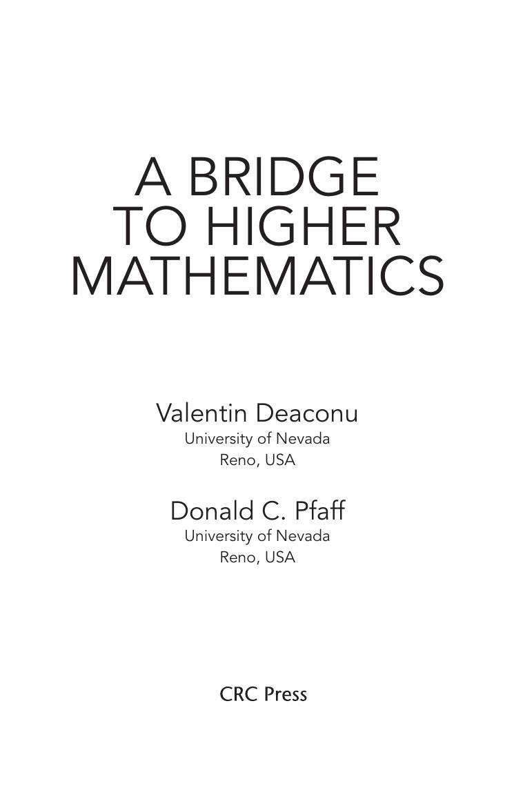 A Bridge to Higher Mathematics by Valentin Deaconu Donald C. Pfaff