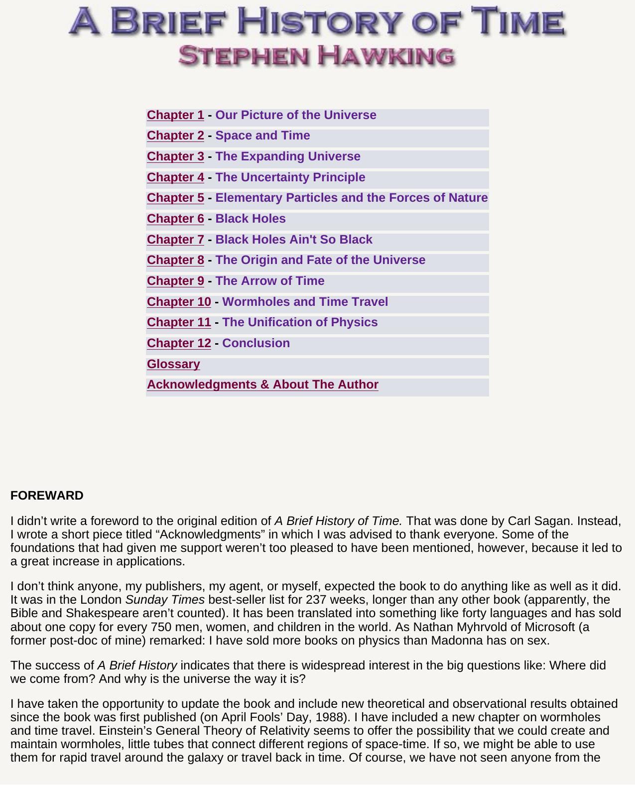 A Brief History Of Time by STEPHEN HAWKING