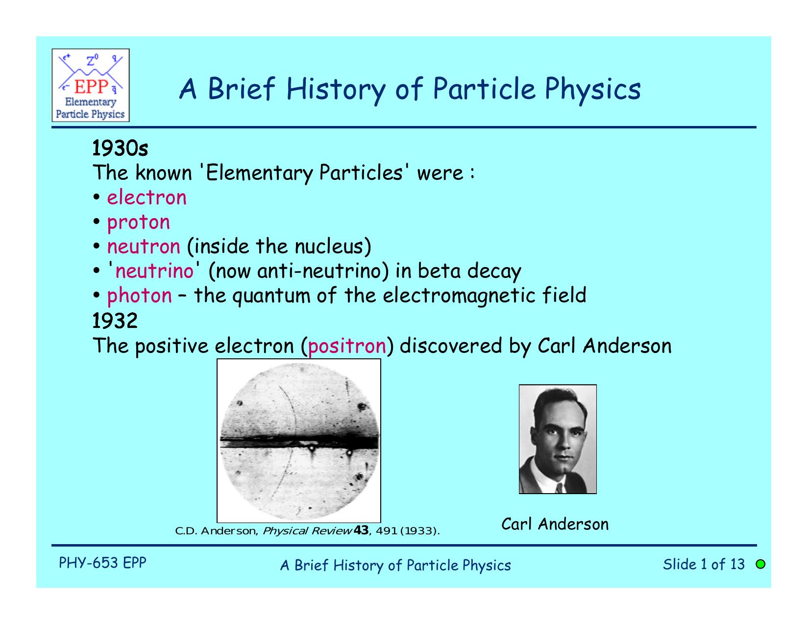 A Brief History of Particle Physics by Unknown