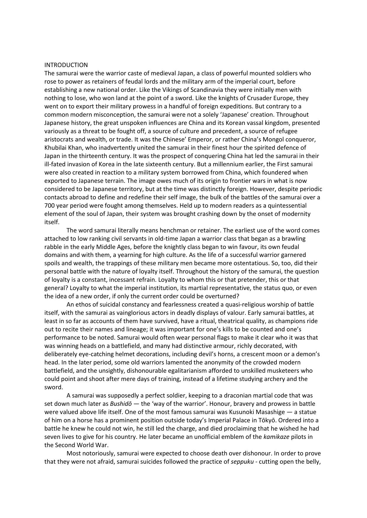 A Brief History of the Samurai by Clements J
