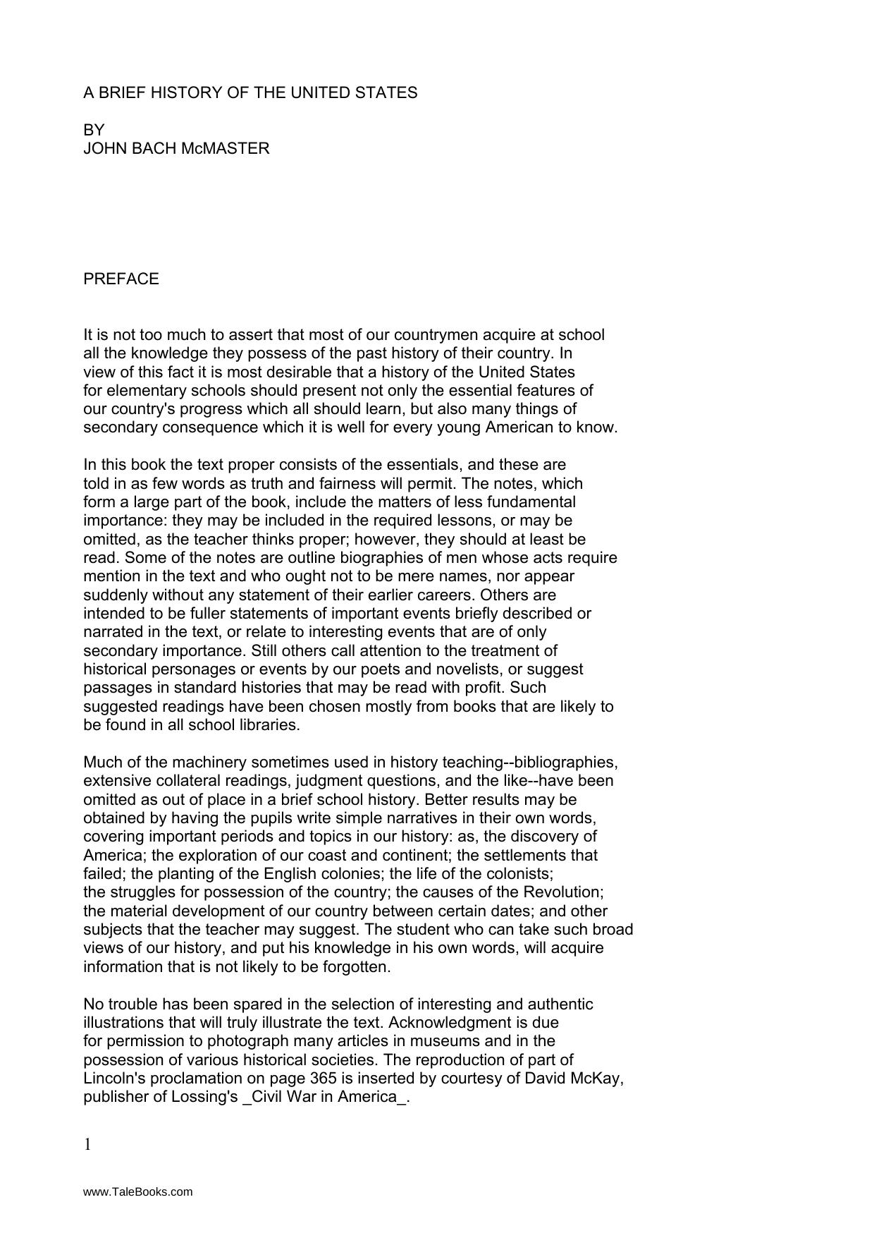 A Brief History of the United States by John Bach McMaster