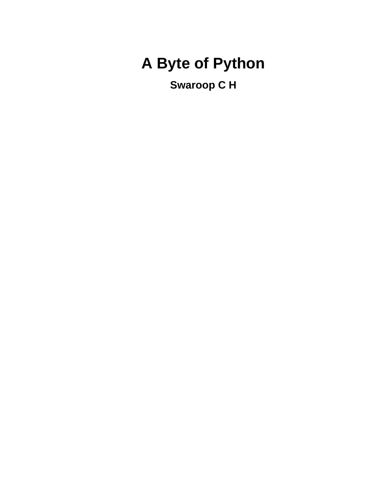 A Byte of Python by Swaroop C H