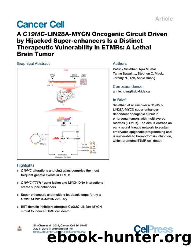 A C19MC-LIN28A-MYCN Oncogenic Circuit Driven by Hijacked Super-enhancers Is a Distinct Therapeutic Vulnerability in ETMRs: A Lethal Brain Tumor by unknow