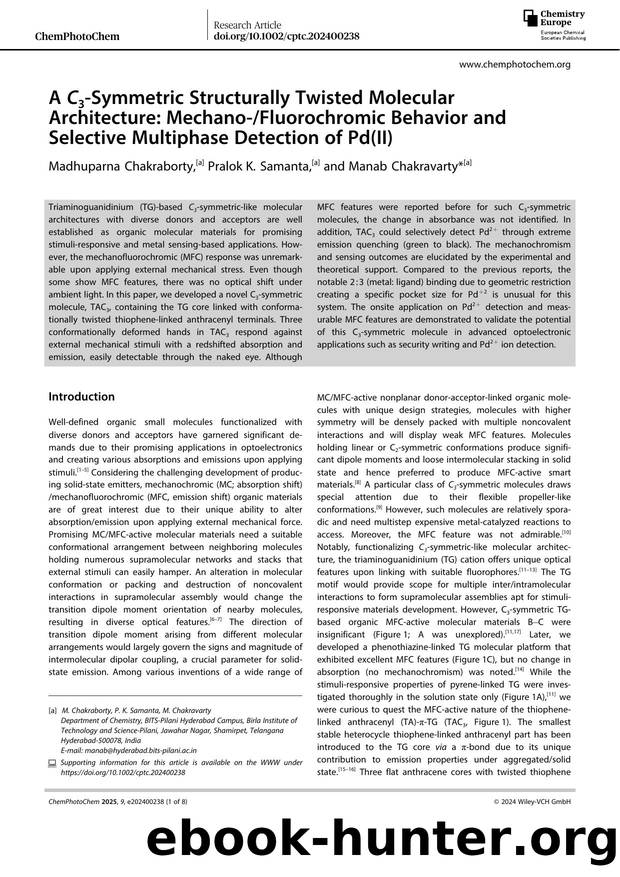 A C3âSymmetric Structurally Twisted Molecular Architecture: MechanoâFluorochromic Behavior and Selective Multiphase Detection of Pd(II) by Unknown