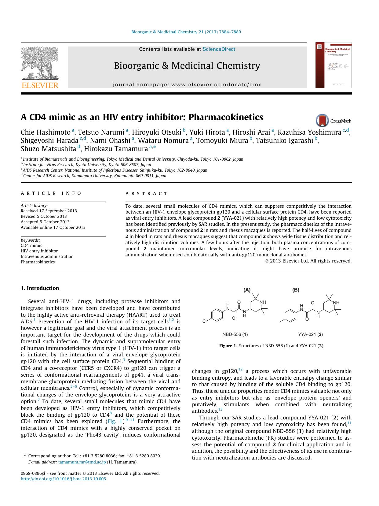 A CD4 mimic as an HIV entry inhibitor: Pharmacokinetics by unknow