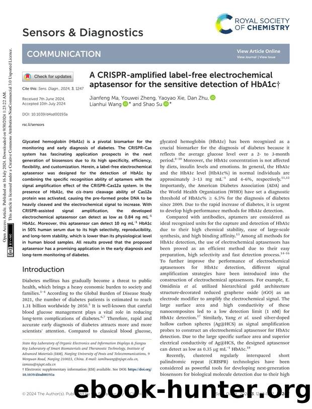 A CRISPR-amplified label-free electrochemical aptasensor for the sensitive detection of HbA1c by Jianfeng Ma & Youwei Zheng & Yaoyao Xie & Dan Zhu & Lianhui Wang & Shao Su