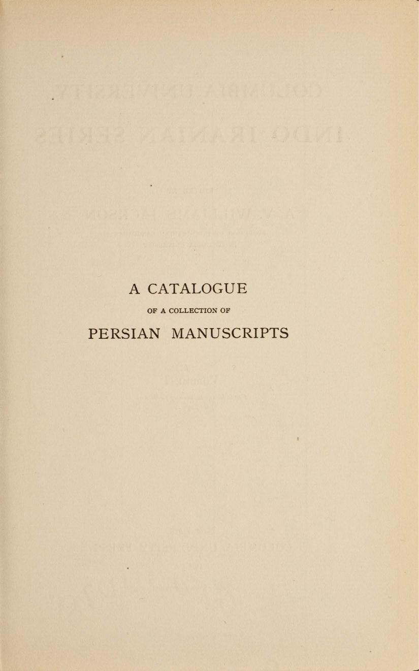 A Catalogue of the Collection of Persian Manuscripts by Unknown