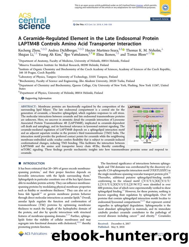 A Ceramide-Regulated Element in the Late Endosomal Protein LAPTM4B Controls Amino Acid Transporter Interaction by unknow