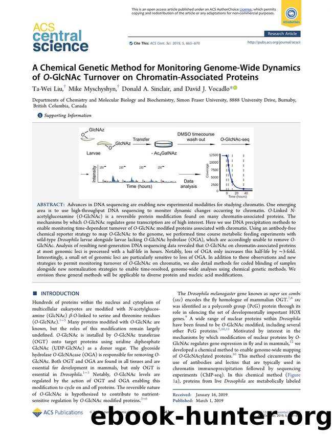A Chemical Genetic Method for Monitoring Genome-Wide Dynamics of OâGlcNAc Turnover on Chromatin-Associated Proteins by Ta-Wei Liu & Mike Myschyshyn & Donald A. Sinclair & David J. Vocadlo (ORCID: 0000-0001-6897-5558)