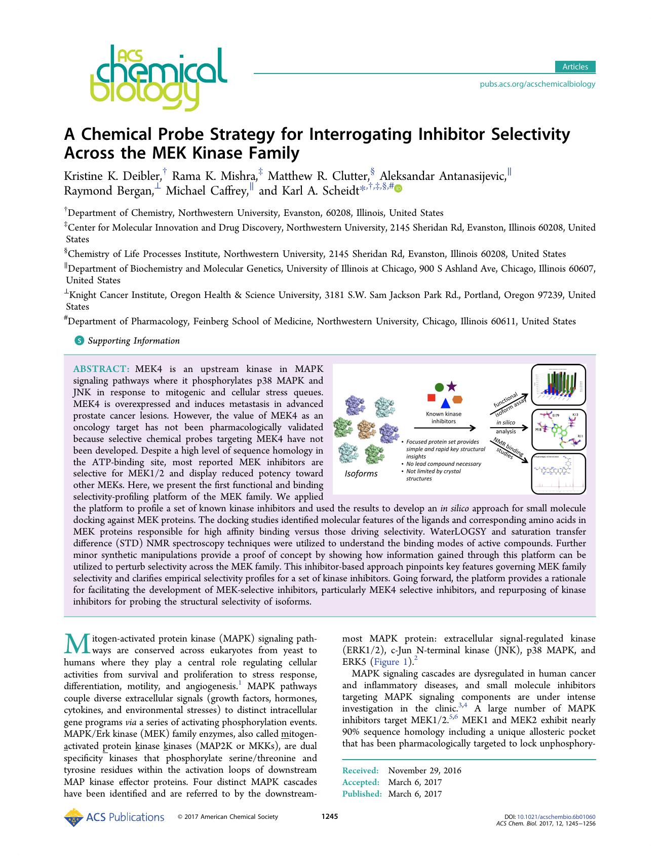 A Chemical Probe Strategy for Interrogating Inhibitor Selectivity Across the MEK Kinase Family by unknow