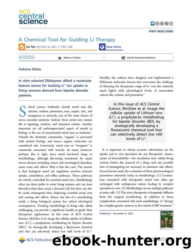 A Chemical Tool for Guiding Li Therapy by Ankona Datta (ORCID: g/0000-0003-0821-6044)