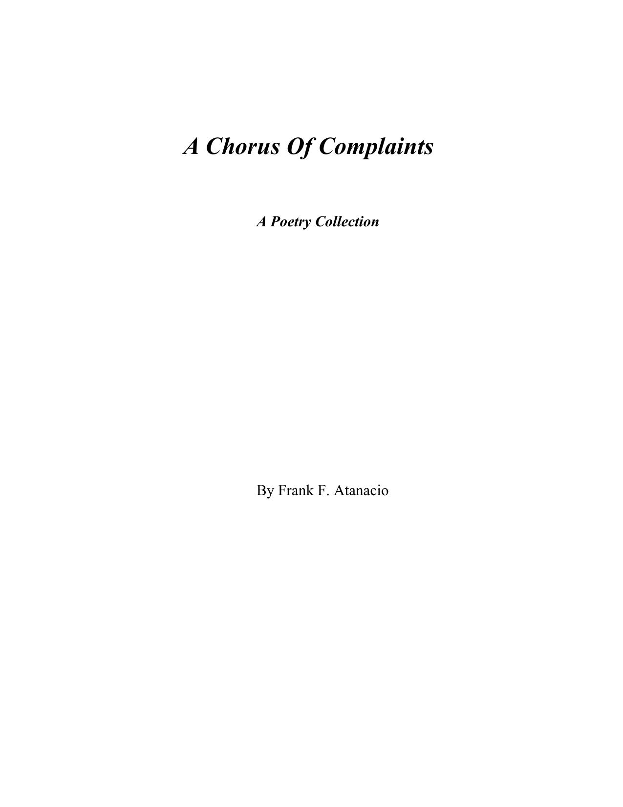 A Chorus Of Complaints by Unknown