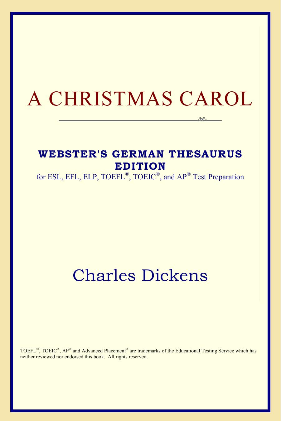 A Christmas Carol (Webster's German Thesaurus Edition) by Charles Dickens