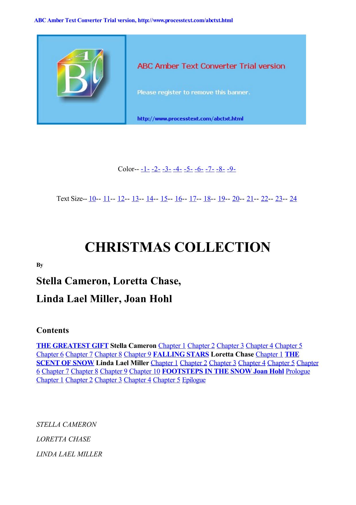 A Christmas Collection: The Greatest Gift / Falling Stars / The Scent of Snow / Footsteps in the Snow by Stella Cameron Loretta Chase Joan Hohl Linda Lael Miller