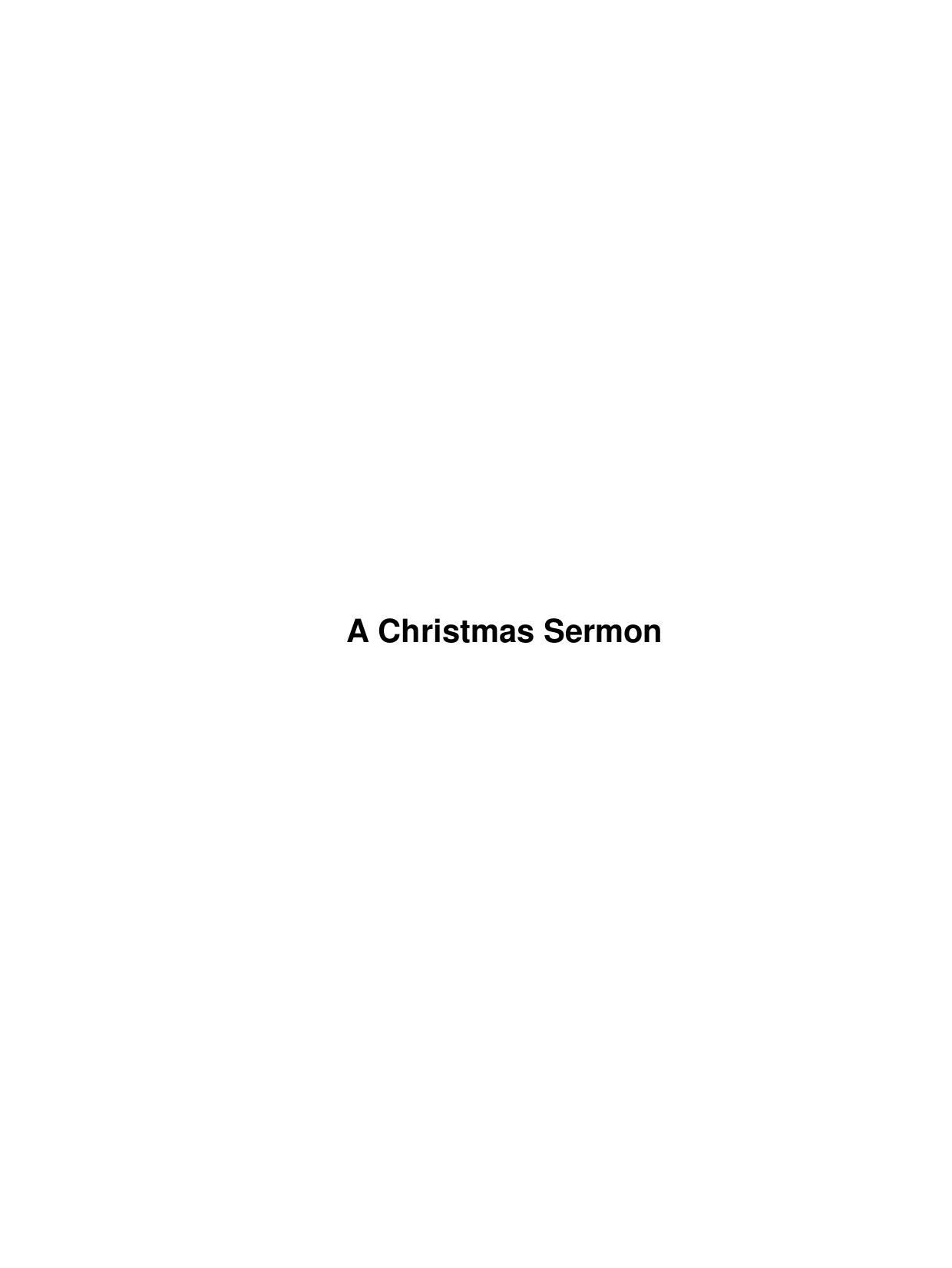 A Christmas Sermon by Unknown