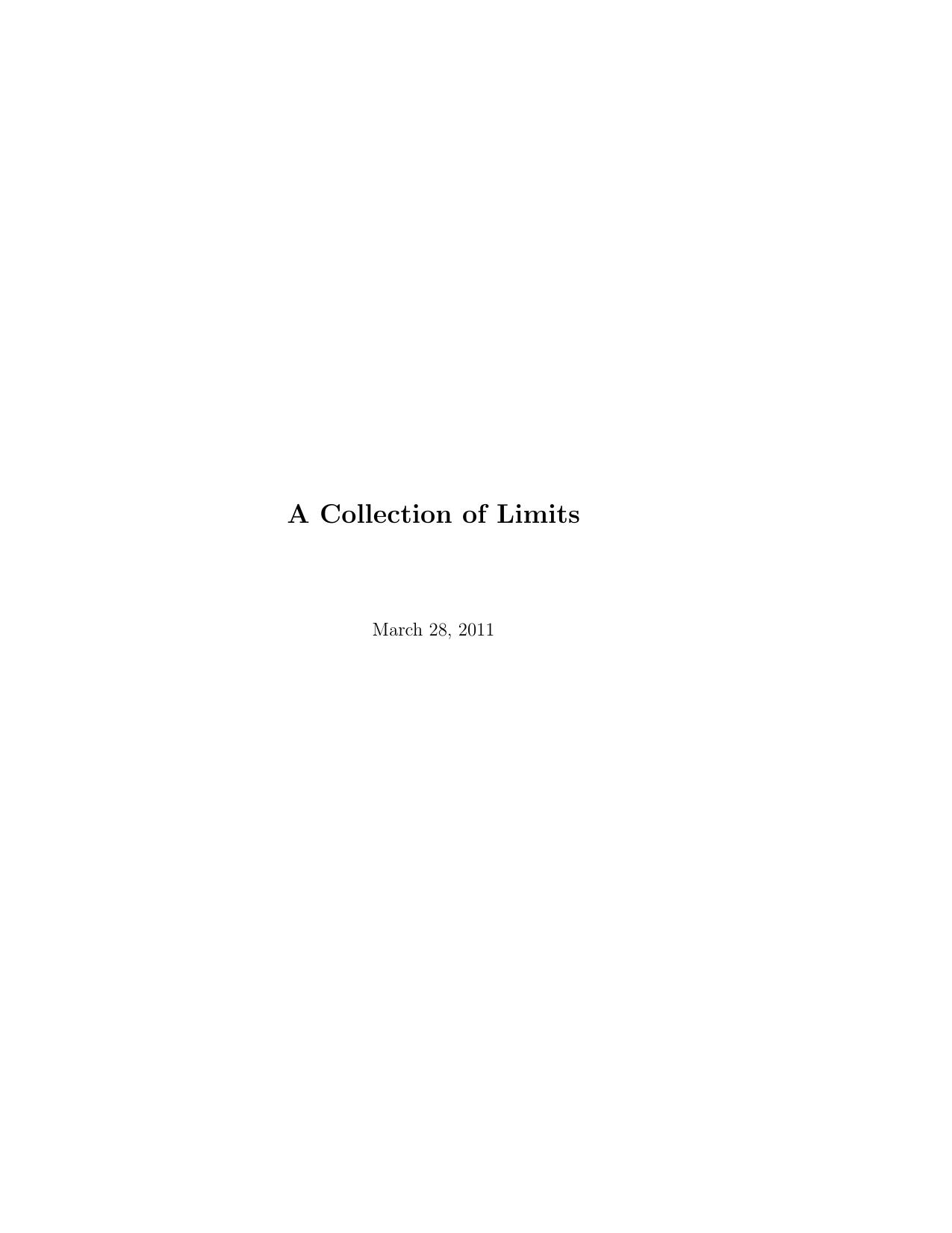 A Collection of Limits by AOPS