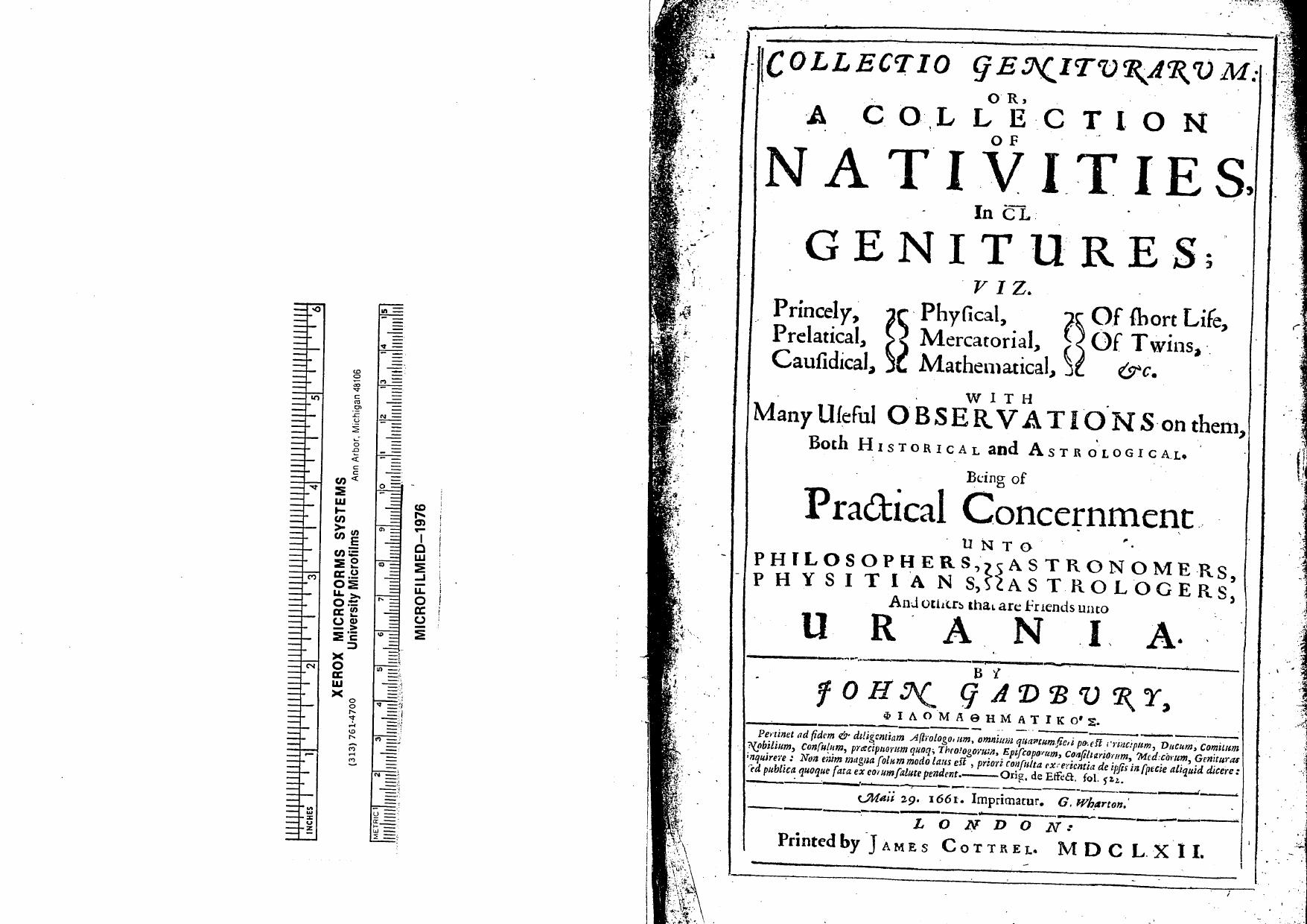 A Collection of Nativities by John Gadbury