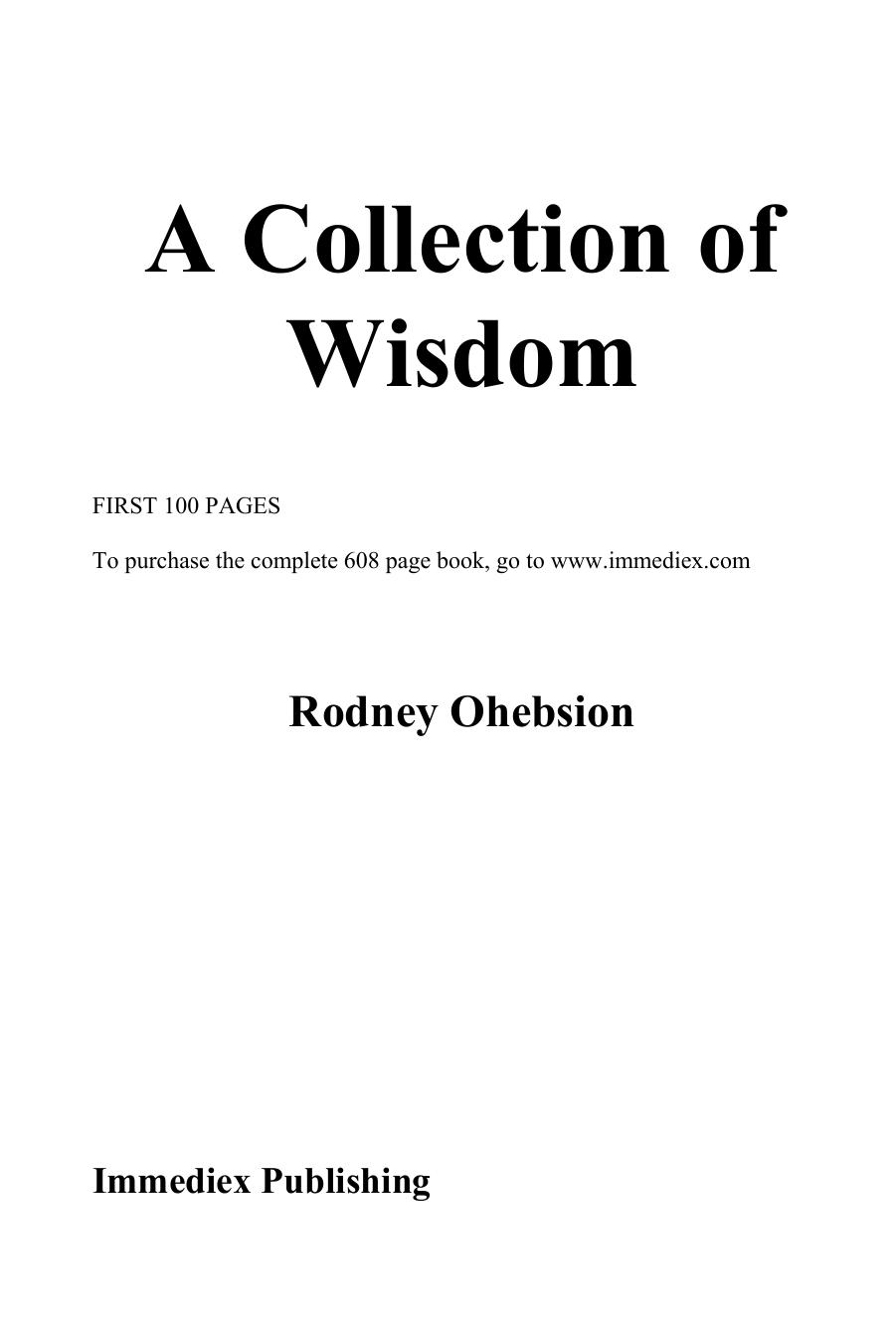 A Collection of Wisdom by Rodney Ohebsion