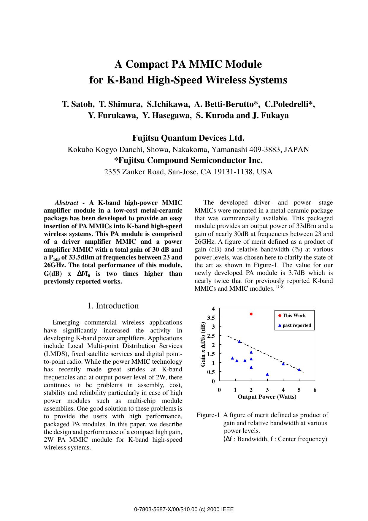 A Compact PA MMIC Module for K-Band High-Speed Wireless Systems by unknow