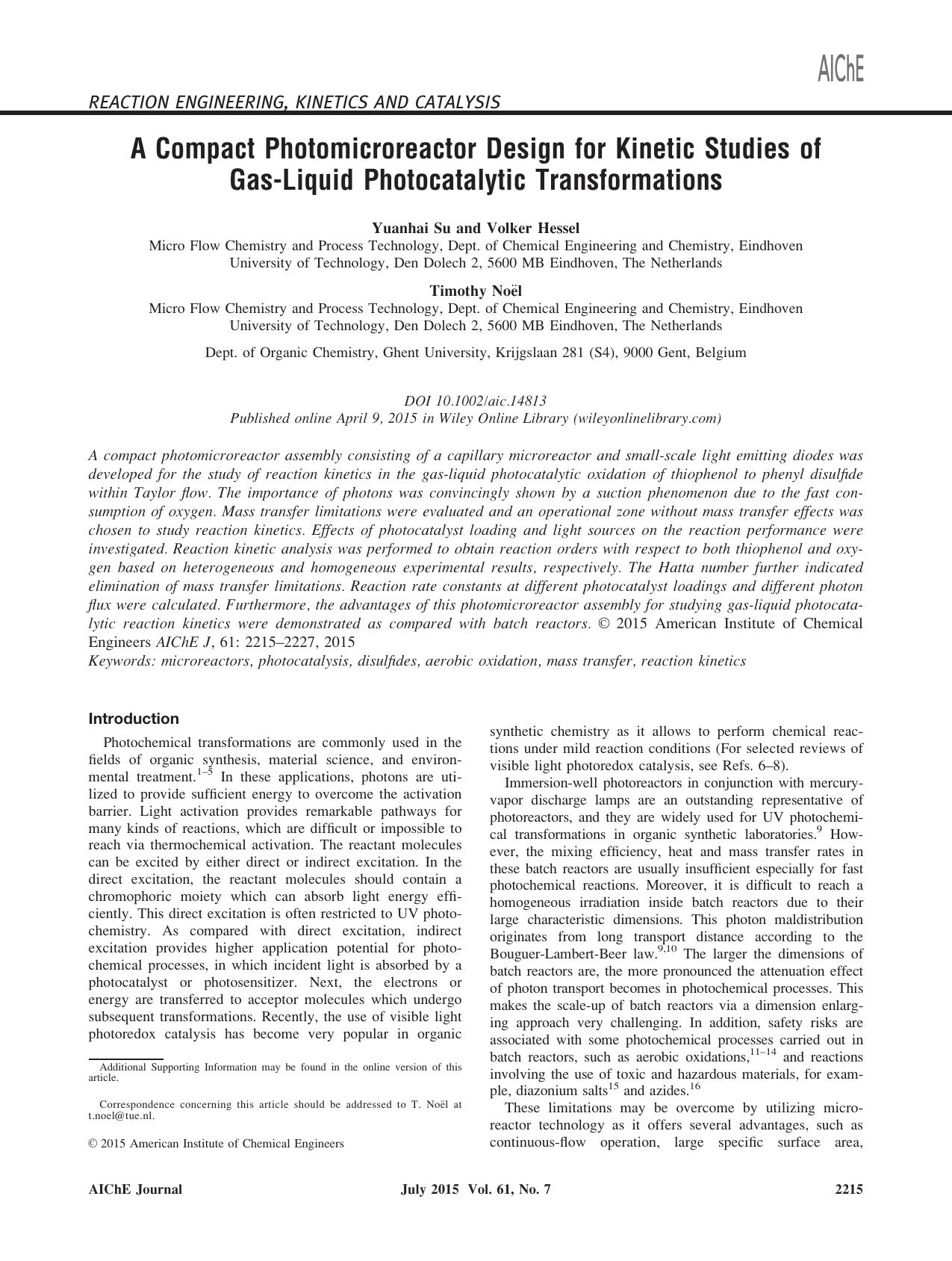 A Compact Photomicroreactor Design for Kinetic Studies of Gas-Liquid Photocatalytic Transformations by Unknown
