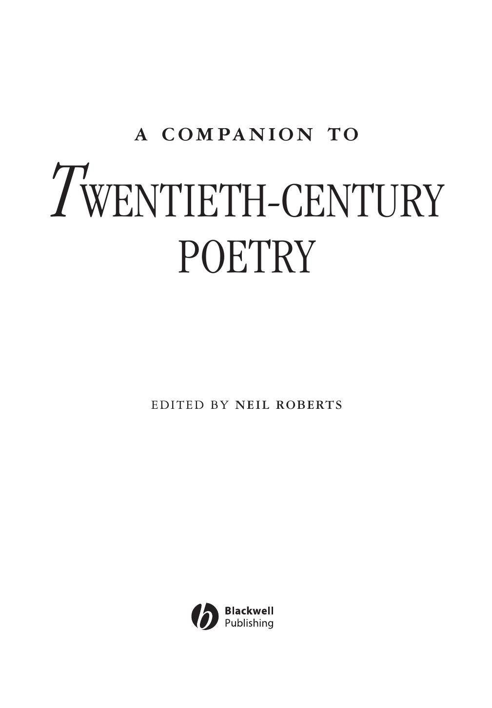 A Companion To Twentieth-Century Poetry by Unknown