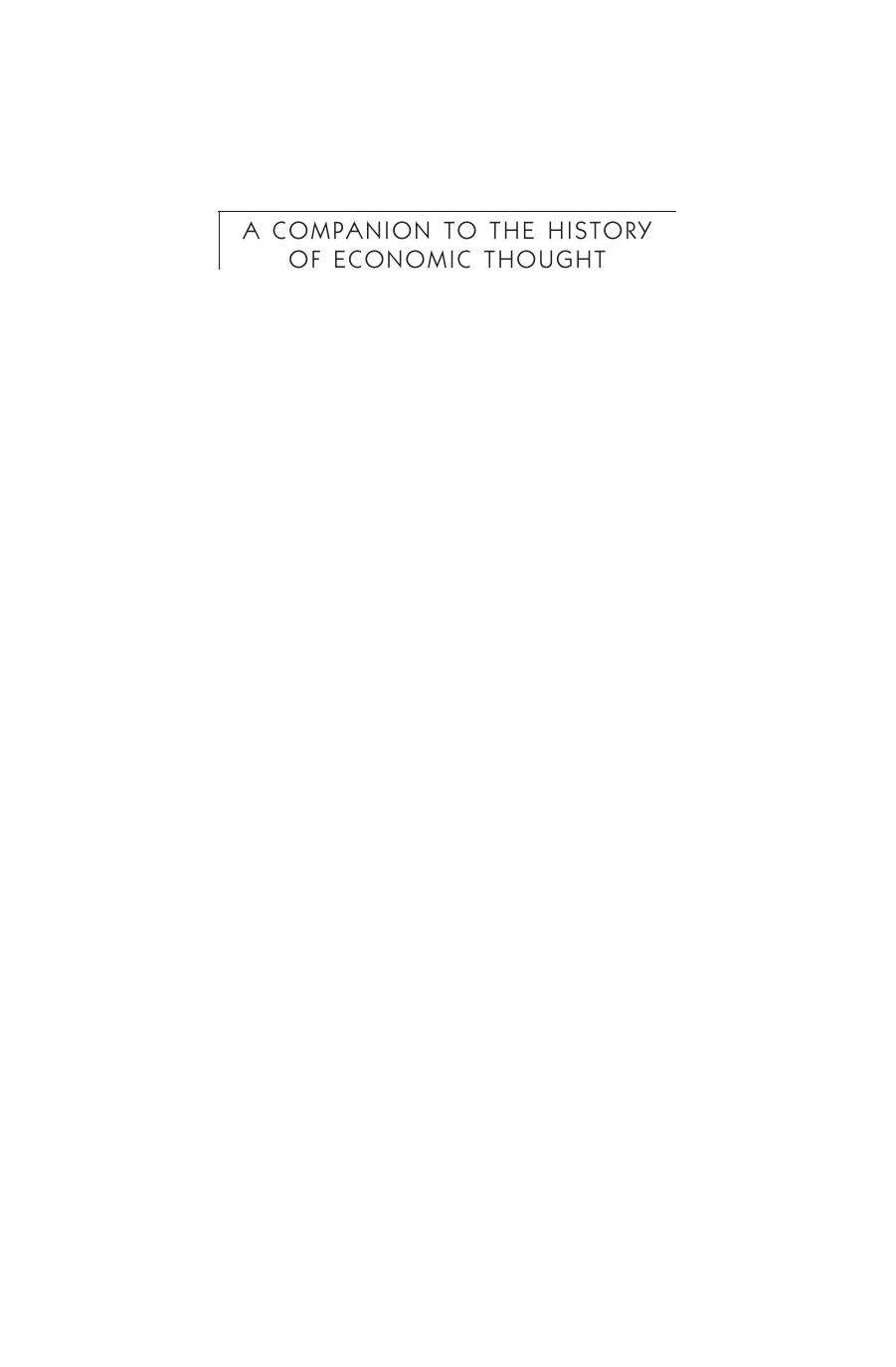 A Companion to the History of Economic Thought by Warren J. Samuels Jeff E. Biddle John B. Davis