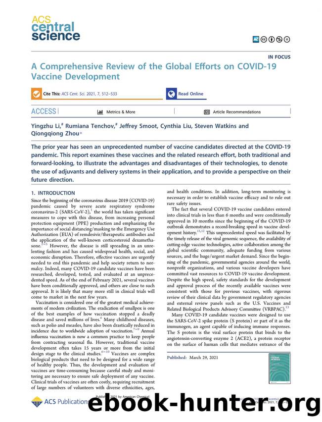 A Comprehensive Review of the Global Efforts on COVID-19 Vaccine Development by unknow