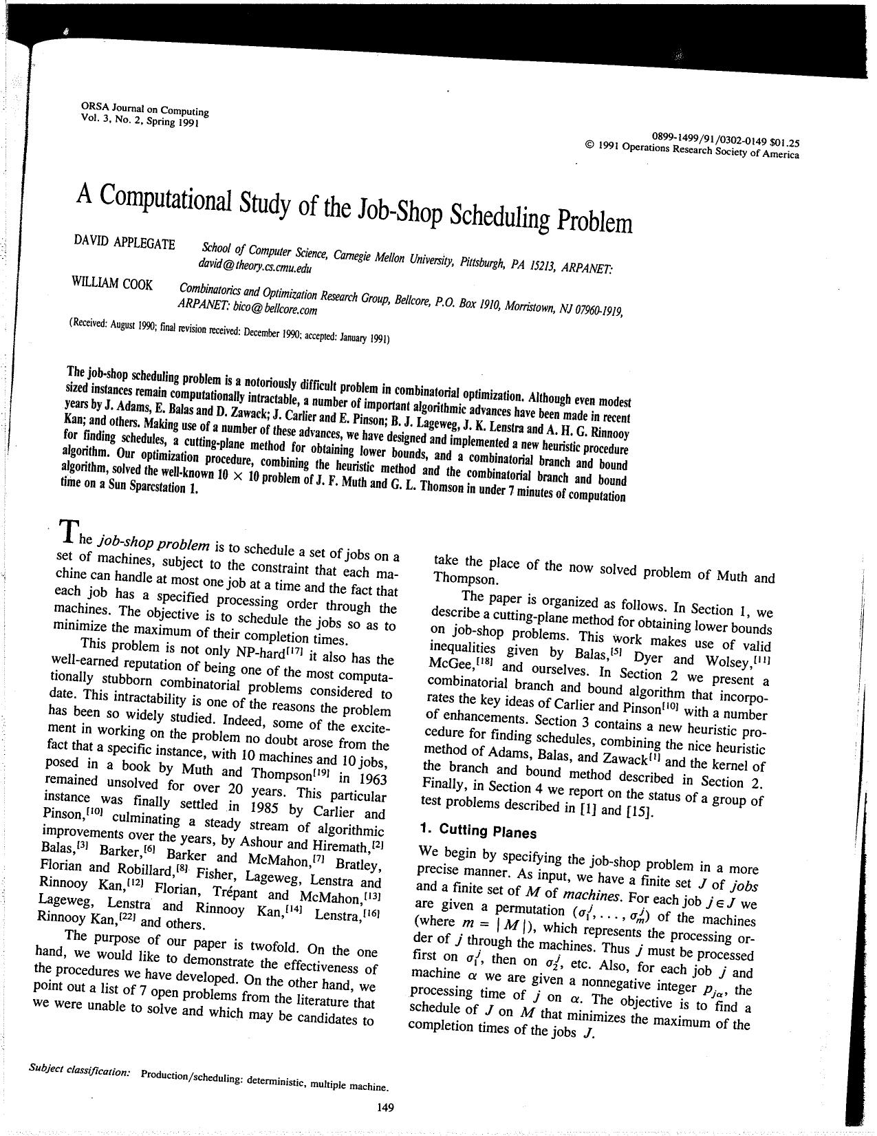 A Computational Study of The Job Scheduling Problem by Unknown