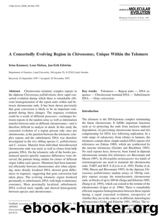 A Concertedly Evolving Region in Chironomus, Unique Within the Telomere by Kamnert I. et al