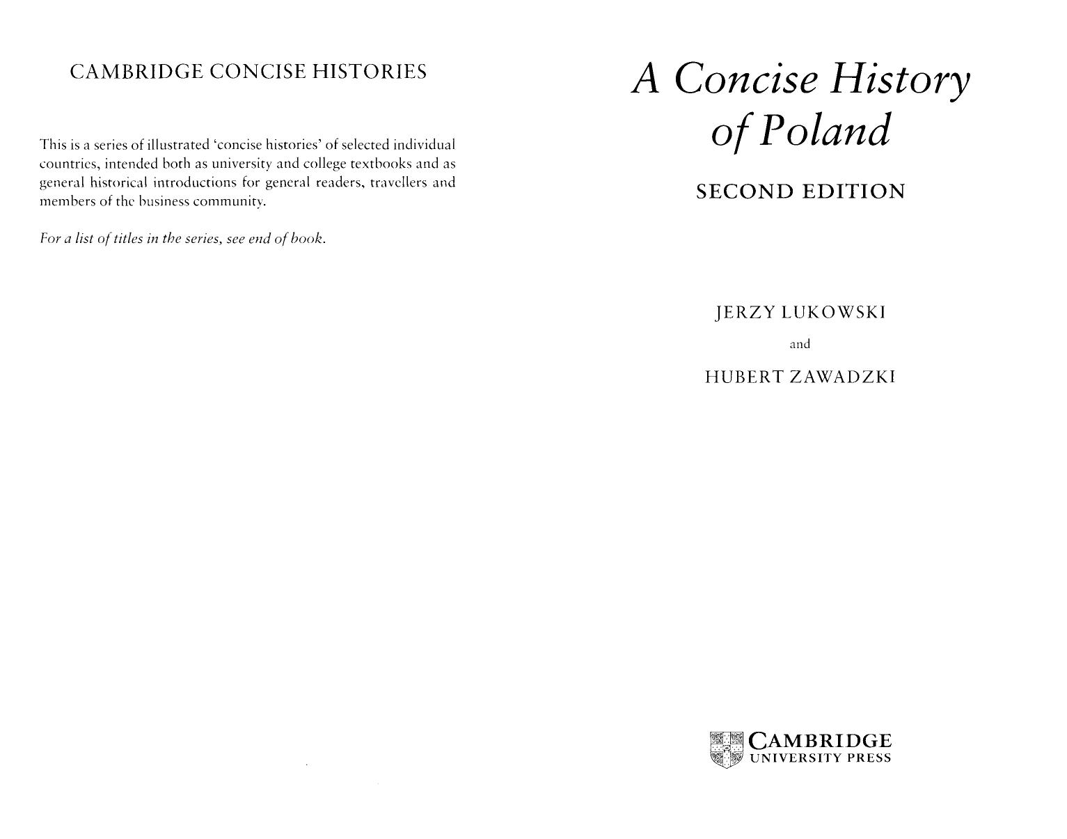 A Concise History of Poland by Jerzy Lukowski Hubert Zawadzki