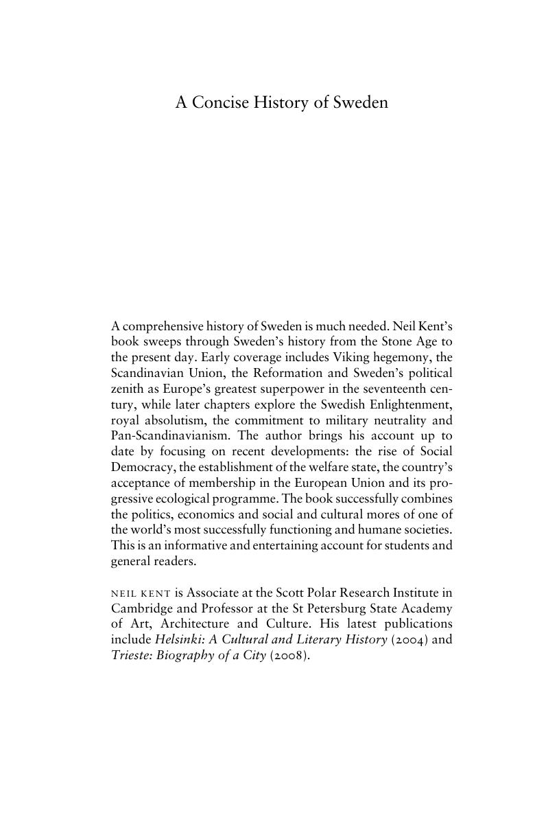 A Concise History of Sweden by Neil Kent