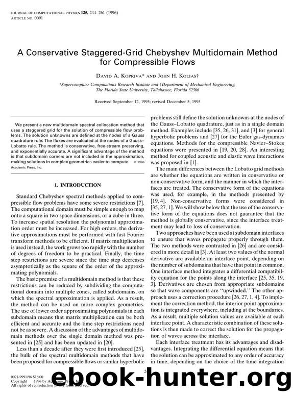 A Conservative Staggered-Grid Chebyshev Multidomain Method for Compressible Flows by Kopriva D. A. et al