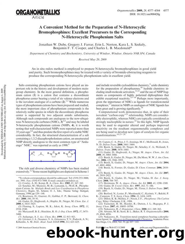 A Convenient Method for the Preparation of N-Heterocyclic Bromophosphines: Excellent Precursors to the Corresponding N-Heterocyclic Phosphenium Salts by unknow
